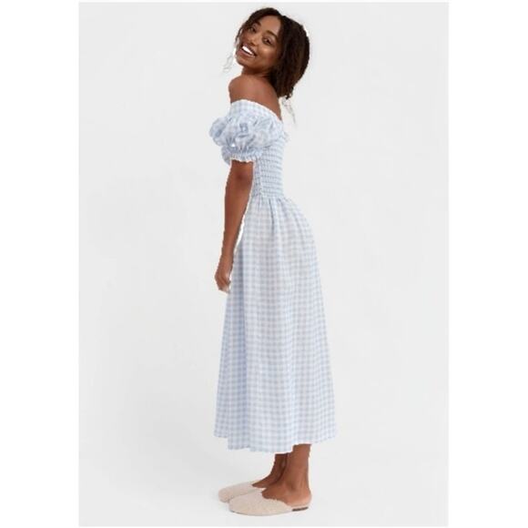 SLEEPER Gingham Belle Mid-Length Dress, size XL, 100% Linen, NWT - Picture 3 of 14